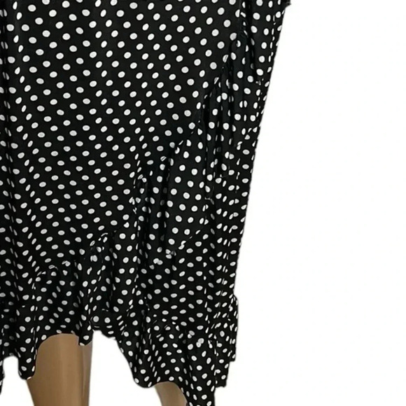 Vtg Faux wrap ,flare,ruffle skirt,NWT, polka dots,B&W,festival,gypsy,cottagecore - Picture 5 of 15